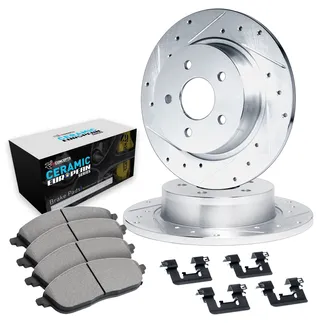 R1 Concepts WGTH1-63037 Brake Rotors - D/S - Silver W/ Euro Ceramic Pads & Hdw